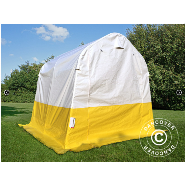 Frvaringstlt - Arbetstlt PRO 2,0 x 2,0 x 2,0m PVC, Vit/Gul, Flamsker