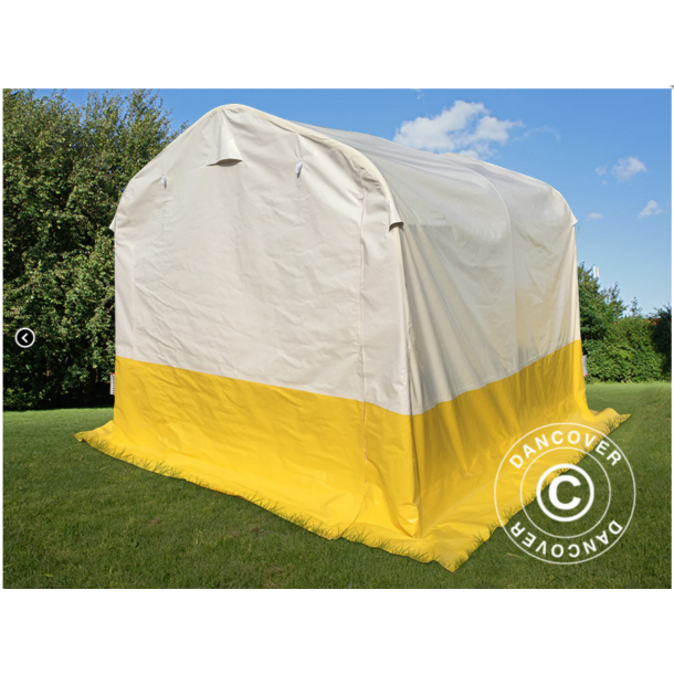 Frvaringstlt - Arbetstlt PRO 2,4 x 2,4 x 2,0m PVC, Vit/Gul, Flamsker