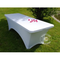 Bordsverdrag med stretch, 183x76x74 VIT