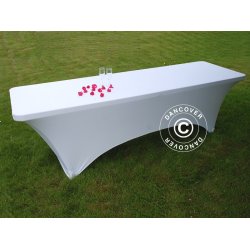 Bordsverdrag med stretch, 244x75x74 VIT