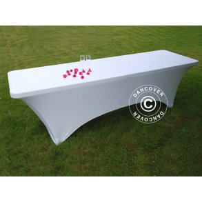 Bordsverdrag med stretch, 244x75x74 VIT