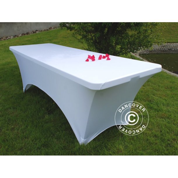 Bordsverdrag med stretch, 244x75x74 VIT