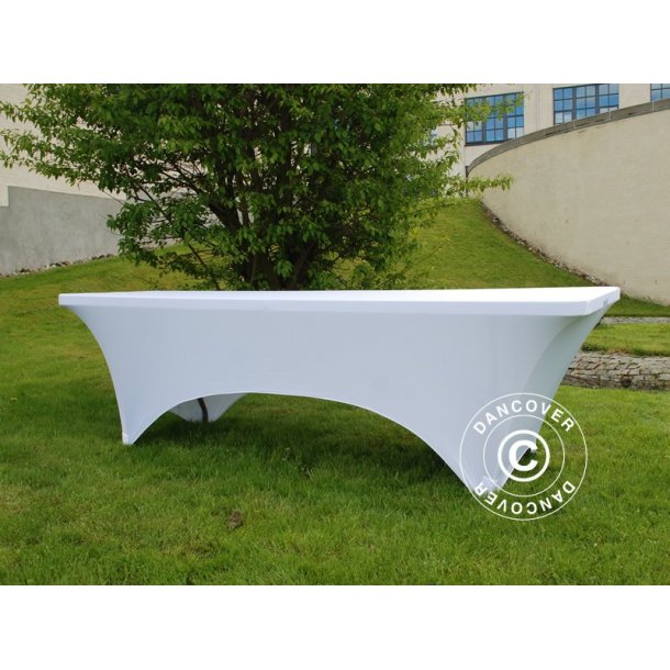 Bordsverdrag med stretch, 244x75x74 VIT