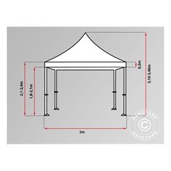 FleXtents XTREME PVC 3x3m, Flamhmmande, Vit