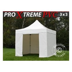 FleXtents XTREME PVC 3x3m inkl 4st sidor, Flamhmmande, Vit