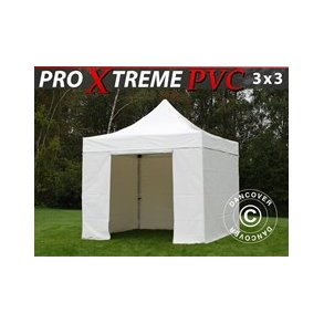 FleXtents XTREME PVC 3x3m inkl 4st sidor, Flamhmmande, Vit