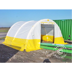 Uppblsbart Arbetstlt, Bgformat, FleXshelter PRO, 4x4m, Vit/Gul