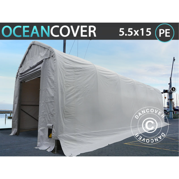 Lagertlt OceanCover 5,50 x 15,00 x 4,1 x 5,30m PE 300g, Vit