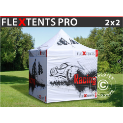 Flextents PRO 2x2m med fullt digitalt tryck inkl 4st sidovggar, Vit