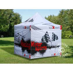 Flextents PRO 2x2m med fullt digitalt tryck inkl 4st sidovggar, Vit