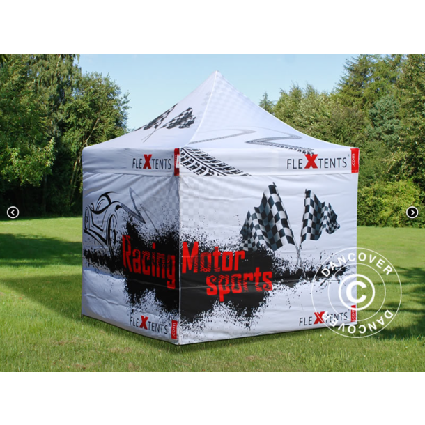 Flextents PRO 2x2m med fullt digitalt tryck inkl 4st sidovggar, Vit