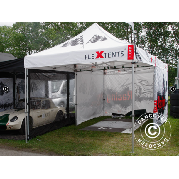 Flextents PRO 2x2m med fullt digitalt tryck inkl 4st sidovggar, Vit