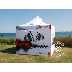 Flextents PRO 2x2m med fullt digitalt tryck inkl 4st sidovggar, Vit