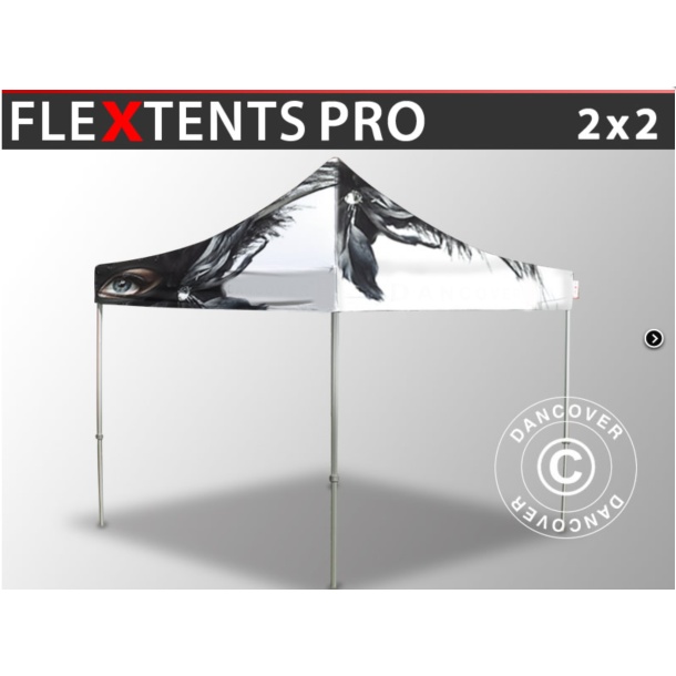 Flextents PRO 2x2m med fullt digitalt tryck, Vit