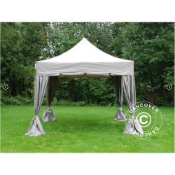 Flextents PRO 3x3m "Peaked" inkl. 4st dekorativa hrngardiner, Latte