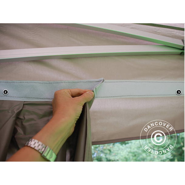 Flextents PRO 3x3m "Peaked" inkl. 4st dekorativa hrngardiner, Latte