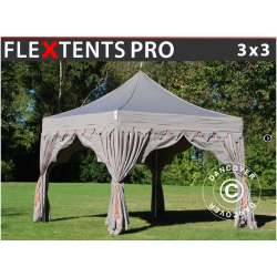 Flextents PRO 3x3m "Raj" inkl. 4st dekorativa hrngardiner