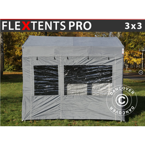 Flextents PRO 3x3m "Trapezo" inkl 4st sidovggar