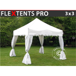 Flextents PRO 3x3m "Wave" inkl. 4st dekorativa hrngardiner, Vit