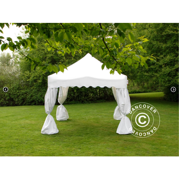 Flextents PRO 3x3m "Wave" inkl. 4st dekorativa hrngardiner, Vit