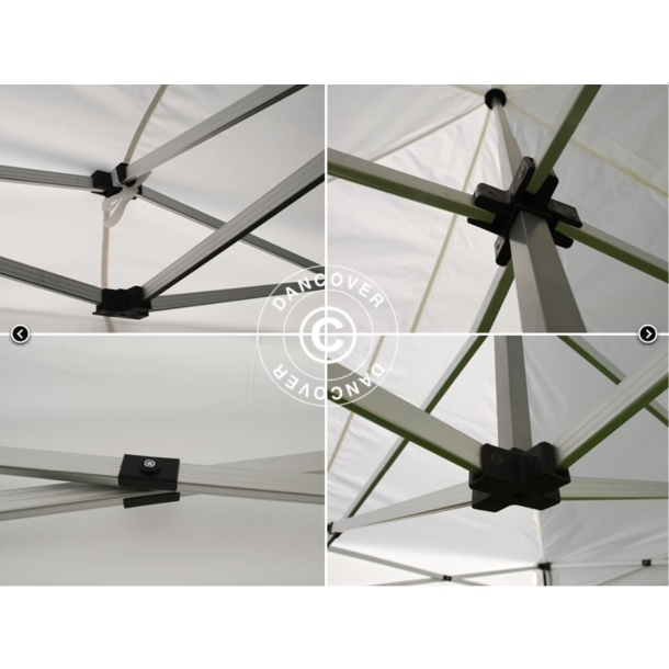 Flextents PRO 3x3m "Wave" inkl. 4st dekorativa hrngardiner, Vit