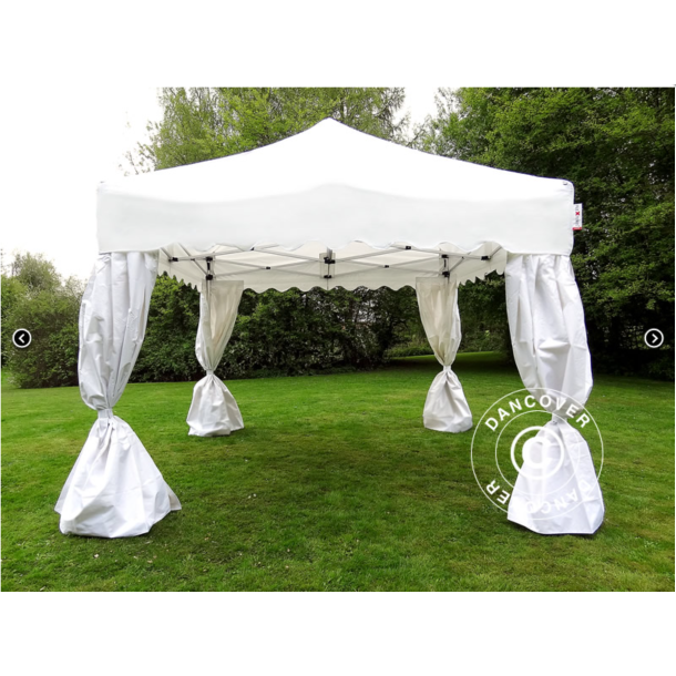 Flextents PRO 3x3m "Wave" inkl. 4st dekorativa hrngardiner, Vit