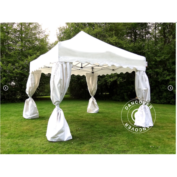 Flextents PRO 3x3m "Wave" inkl. 4st dekorativa hrngardiner, Vit