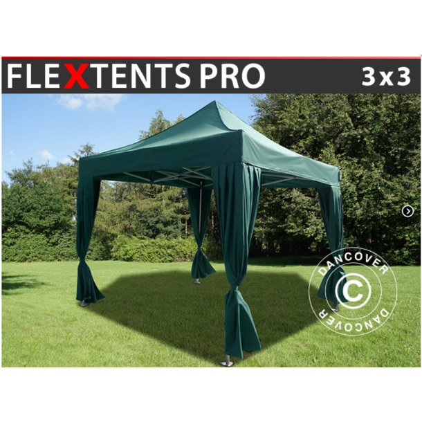 Flextents PRO 3x3m inkl. 4st dekorativa hrngardiner