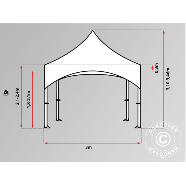 FleXtents PRO 3x6m "Arched" Vit