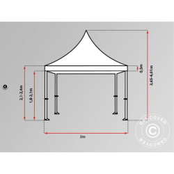 FleXtents PRO 3x6m "Peak Pagoda" inkl 6st sidor