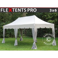 Flextents PRO 3x6m "Peaked" inkl. 6st dekorativa hrngardiner, Latte