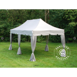 Flextents PRO 3x6m "Peaked" inkl. 6st dekorativa hrngardiner, Latte