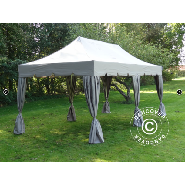Flextents PRO 3x6m "Peaked" inkl. 6st dekorativa hrngardiner, Latte