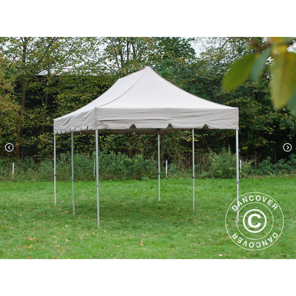 Flextents PRO 3x6m "Peaked" inkl. 6st dekorativa hrngardiner, Latte