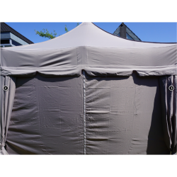 Flextents PRO 3x6m "Peaked" inkl. 6st sidor &amp; 6st dekorativa hrngardiner, Latte