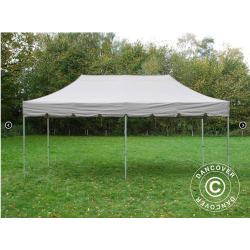 Flextents PRO 3x6m "Peaked" inkl. 6st sidor &amp; 6st dekorativa hrngardiner, Latte