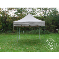 Flextents PRO 3x6m "Peaked" inkl. 6st sidor &amp; 6st dekorativa hrngardiner, Latte