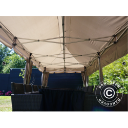 Flextents PRO 3x6m "Peaked" inkl. 6st sidor &amp; 6st dekorativa hrngardiner, Latte