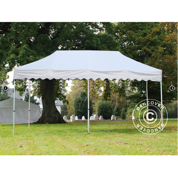 Flextents PRO 3x6m "Wave" inkl. 6st dekorativa hrngardiner, Vit