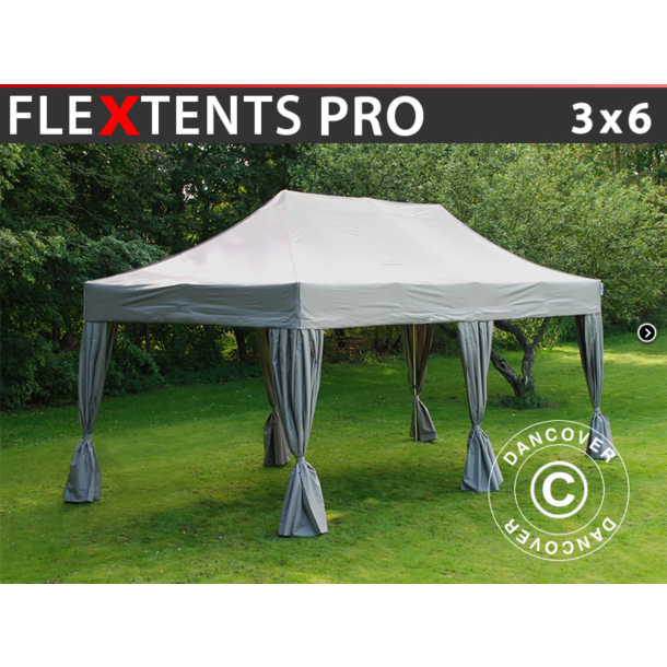 Flextents PRO 3x6m inkl. 6st dekorativa hrngardiner