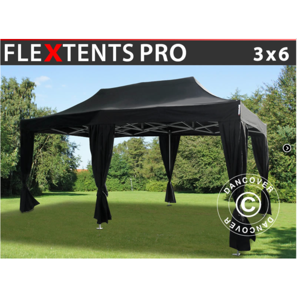 Flextents PRO 3x6m inkl. 6st dekorativa hrngardiner