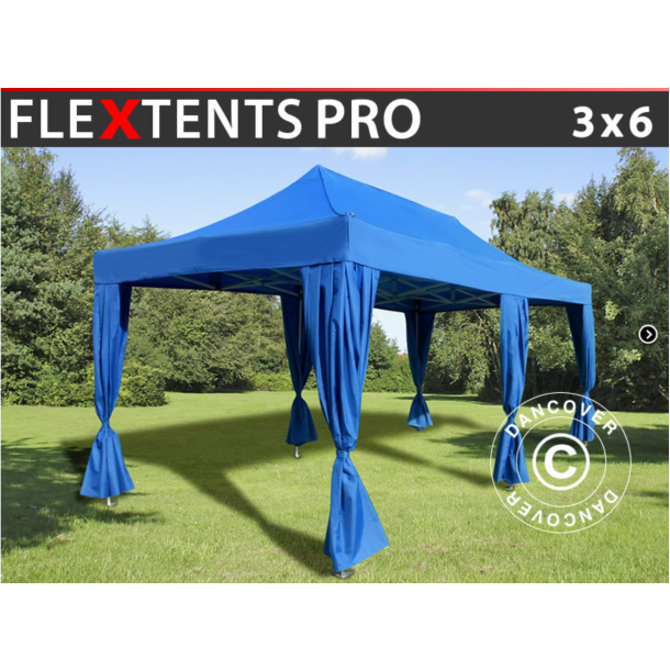 Flextents PRO 3x6m inkl. 6st dekorativa hrngardiner