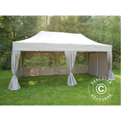 Flextents PRO 3x6m inkl. 6st sidor &amp; 6st dekorativa hrngardiner, Latte