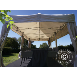 Flextents PRO 3x6m inkl. 6st sidor &amp; 6st dekorativa hrngardiner, Latte