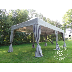 Flextents PRO 3x6m inkl. 6st sidor &amp; 6st dekorativa hrngardiner, Latte