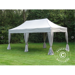 Flextents PRO 3x6m inkl. 6st sidor &amp; 6st dekorativa hrngardiner, Latte