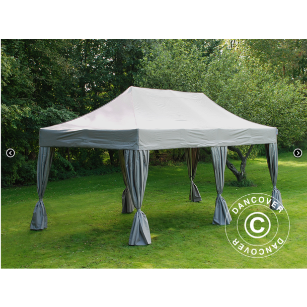 Flextents PRO 3x6m inkl. 6st sidor &amp; 6st dekorativa hrngardiner, Latte