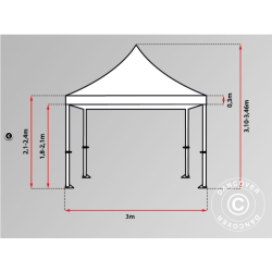 Flextents PRO 3x6m inkl. 6st sidor &amp; 6st dekorativa hrngardiner, Latte