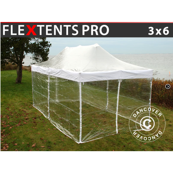 FleXtents PRO 3x6m PVC inkl 6st sidor, Transparent