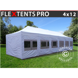 FleXtents PRO 4x12m inkl 12st sidovggar, Vit